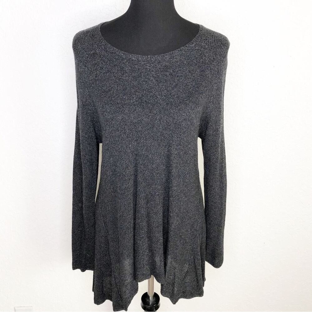 Eileen Fisher charcoal gray wool blend swing hem tunic sweater Extra Large XL